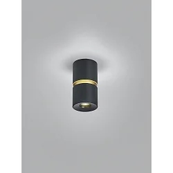 Deckenleuchte ROK, IP20, zylindrisch, direkt / indirekt, 10W 2700K 1020lm 20-60°, CRi >90, dimmbar, schwarz / gold