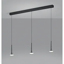pendant luminaire FLUTE 3 flames IP20, satined, black chrome dimmable