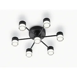 ceiling luminaire KALA 7 flames, rigid IP20, black matt dimmable