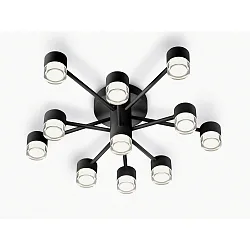ceiling luminaire KALA 11 flames, rigid IP20, black matt dimmable