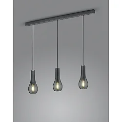 pendant luminaire GARA 3 flames E27 IP20, black chrome