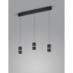 Pendelleuchte ROK, IP20, 3-flammig, direkt / indirekt, 30W 2700K 3060lm 20-60°, CRi >90, dimmbar, EASY-Lift, schwarz / gold