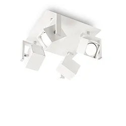 Wand-/Deckenstrahler MOUSE SQUARE, 4-flammig, GU10, dreh- und schwenkbar, Weiß