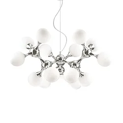 Pendelleuchte NODI BIANCO SP15, 15-flammig, E14, Chrom