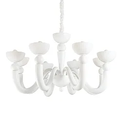 Pendant luminaire BON BON, 8 flames, E14, white / opal shade