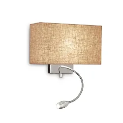 Wandleuchte HOTEL KRONPLATZ AP2, 2-flammig, 1xE27 und 1xLED, Leinen