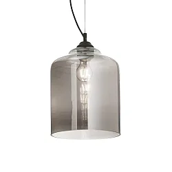 Pendant luminaire BISTRÒ SP1 SQUARE, Ø 24cm, E27, smoked glass / black