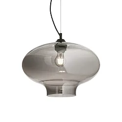 Pendelleuchte BISTRÒ SP1 ROUND, Ø 40cm, E27, Rauchglas / Schwarz