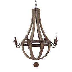 Chandelier MILLENIUM, 8 flames, Ø 92cm, E14,rust look / natural wood