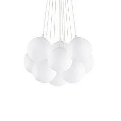 Pendelleuchte MAPA PLUS, 11-flammig, Ø 58cm, E14, Metall / Ätzglas weiß