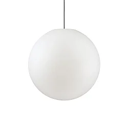 Outdoor Kugel-Pendelleuchte SOLE, IP44, E27, Kunststoff weiß / PVC-Kabel schwarz / Baldachin weiß, Ø 40cm