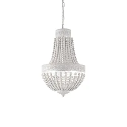 Chandelier MONET, 5 flames Ø 40cm, E14, with punched decor, white wood