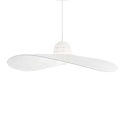 Pendant luminaire MADAME, Ø 110cm, E27, hat design shade from satin fabric, white
