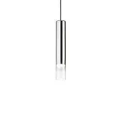 Pendelleuchte LOOK SP1 D06, IP20, Ø 6cm / 40cm, GU10 max. 28W (inkl. LED 7W 3000K 540lm 50°, CRi >90, on-off), chrom + Glas