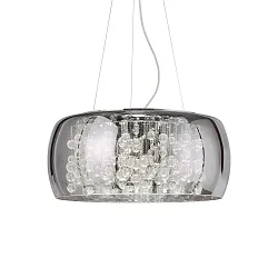 Pendelleuchte AUDI-80, 8-flammig, Ø 50cm, inkl. 8X G9 28W 2700K, Rauchglas / Chrom / Glaskugeln