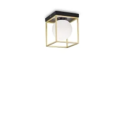 Deckenleuchte LINGOTTO, IP20, 1-flammig, E14 max. 28W (exkl.), messing-schwarz / Ätzglas weiß