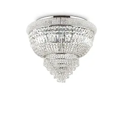 Deckenleuchte DUBAI, 6-flammig, Ø 52cm, E14, Metall / Kristall geschliffen, Chrom