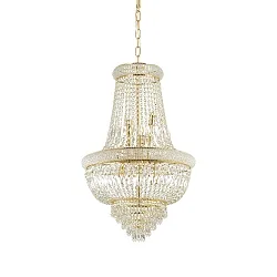 Pendelleuchte DUBAI, 10-flammig, Ø 52cm, E14, Metall / Kristall geschliffen, Messing