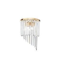 Wandleuchte CARLTON, 3-flammig, E14, mit Achteck-Ketten und Kristall-Stangen, Gold