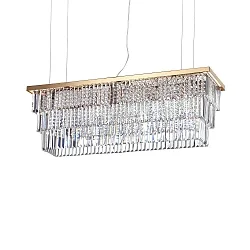 Pendant luminaire MARTINEZ, 8 flames, lenght 103cm, E14, gold / chrystal glass