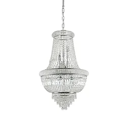 Pendelleuchte DUBAI, 10-flammig, Ø 52cm, E14, Metall / Kristall geschliffen, Chrom