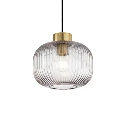 Pendelleuchte MINT-2, Ø 20cm, E27, Rauchglas /  Messing satin
