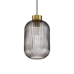 Pendelleuchte MINT-3, Ø 24cm, E27, Rauchglas / Messing satin