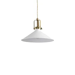 Pendelleuchte ERIS-3, E27, Metall / Satingold-Details / Stoffkabel, Weiß