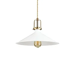 Pendelleuchte ERIS-4, E27, Metall / Satingold-Details / Stoffkabel, Weiß