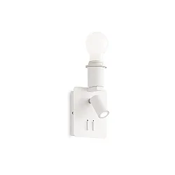 LED wall luminaire GEA MAP2 SQUARE, E27 + LED spot, 2 switches, without shade, white