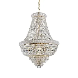 Pendelleuchte DUBAI, 24-flammig,  Ø 80cm, E14, Metall / Kristall geschliffen, Messing