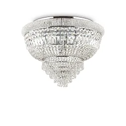 Ceiling luminaire DUBAI, 24 flames,  Ø 78cm, E14, metal / refined chrystal, chrome