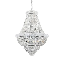 Pendelleuchte DUBAI, 24-flammig,  Ø 80cm, E14, Metall / Kristall geschliffen, Chrom