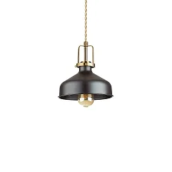 Pendelleuchte ERIS-2, E27, Metall / Satingold-Details / Stoffkabel, Schwarz
