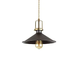 Pendelleuchte ERIS-3, E27, Metall / Satingold-Details / Stoffkabel, Schwarz