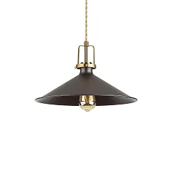Pendelleuchte ERIS-4, E27, Metall / Satingold-Details / Stoffkabel, Schwarz
