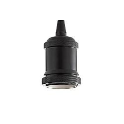 Lamp socket GHIERA with decorative ring and shade holder, E27, black
