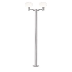 Outdoor Stehleuchte CLIO 2, 197cm, IP44, 2-flammig, 2x E27, ohne Abdeckung, Aluminium, Grau