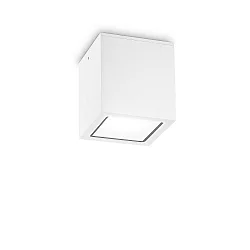 Outdoor-Deckenleuchte TECHO D15 SQUARE, IP54, 15x15cm, 230V AC, 1x GU10, Aluminium / gehärtetes Mattglas, starr, weiß