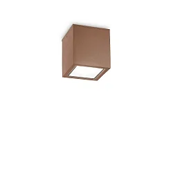 Outdoor-Deckenleuchte TECHO D09 SQUARE, IP54, 9x9m, 230V AC, 1x GU10, Aluminium / gehärtetes Mattglas, starr, kaffee