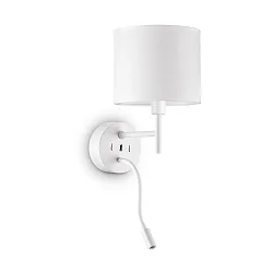wall luminaire SET UP MAP2 2 flames, with flex arm, with USB connection E27 IP20, white