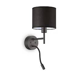 Wandleuchte SET UP MAP2, 2-flammig, IP20, E27 (exkl.) + LED-Flexarm 3W 3000K 200lm, mit USB-Port + Schaltern, schwarz