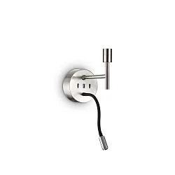 Wandleuchte SET UP MAP2, 2-flammig, IP20, E27 (exkl.) + LED-Flexarm 3W 3000K 200lm, mit USB-Port + Schaltern, nickel