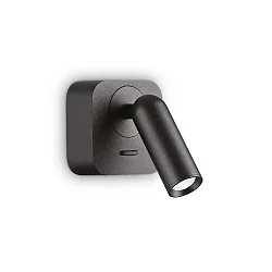 LED Wandleuchte BEAN, eckig, 3,5W, 3000K, 220lm, IP20, mit Schalter, schwarz