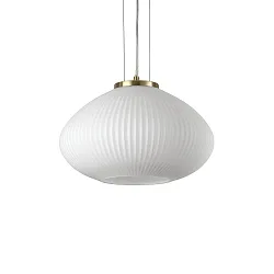Pendant luminaire PLISSEE, Ø 35cm, E27, blown edged glass, satined brass