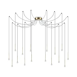 pendant luminaire LUCCIOLA SP16 LED 16 flames IP20, brass