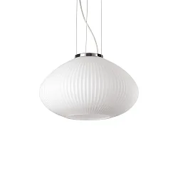 Pendant luminaire PLISSEE, Ø 35cm, E27, blown edged glass, chrome