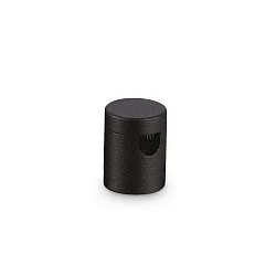 Aufbau-Kabelhalterung, mit abnehmbarem Gewindekopf, Zugentlastung seitlich, flach, für Kabel,  Ø 1.4cm / H 1.6cm, schwarz