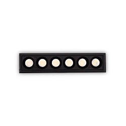 LED Einbau-Deckenstrahler LIKA FI SLIM, IP20, 12.2cm, 6-flammig, CRi >90, UGR<19, on-off, 10W 3000K 860lm 32°, schwarz