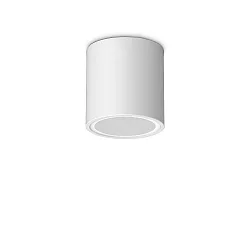 Outdoor-Deckenleuchte TECHO D09 ROUND, IP54, Ø 9cm, 230V AC, 1x GU10, Aluminium / gehärtetes Mattglas, starr, weiß
